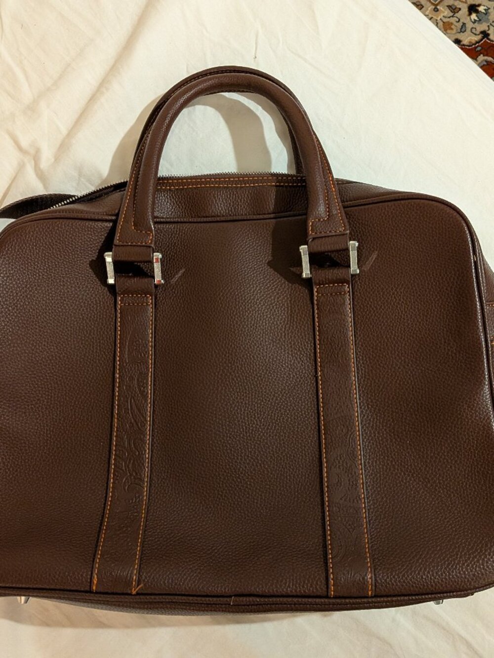 Robert Graham Brown Leather Laptop Bag with Shoulder Strap